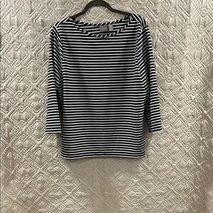 Chico's Black and White Striped Long Sleeve Tee